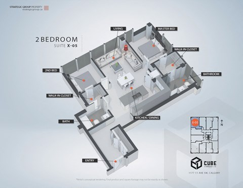 A 2 Bedroom Suite X-05 floor plan from Strategic Group Property.